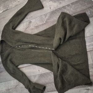 Commense Knit Sweater Dress Cardigan V-Neck Breasted Split L NWT